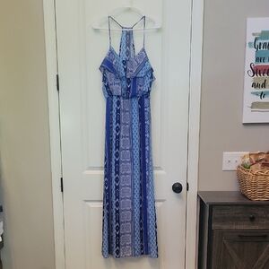 Blue Patterned Maxi Dress Size Medium By CITY TRIANGLES